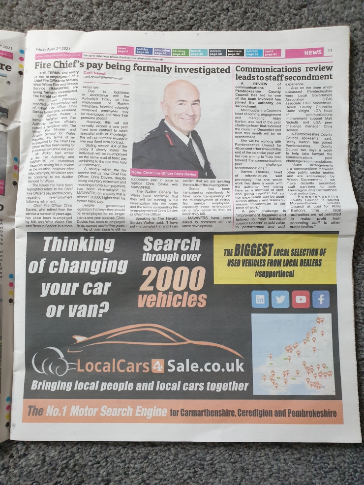 Continuing to reach out to more local people with ad in Pembrokeshire Herald